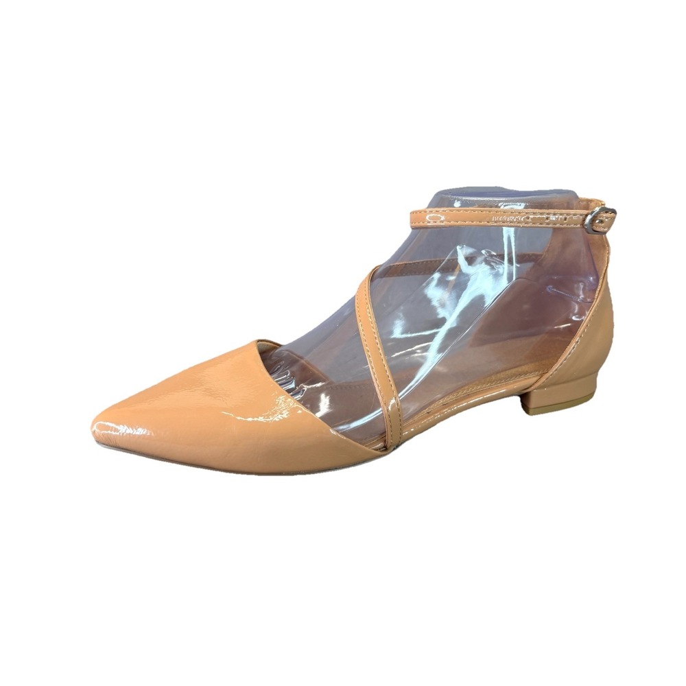 ASOS Women's Tan Pointed Toe Ankle Strap Flats UK 4 US 6.5 Beige *READ